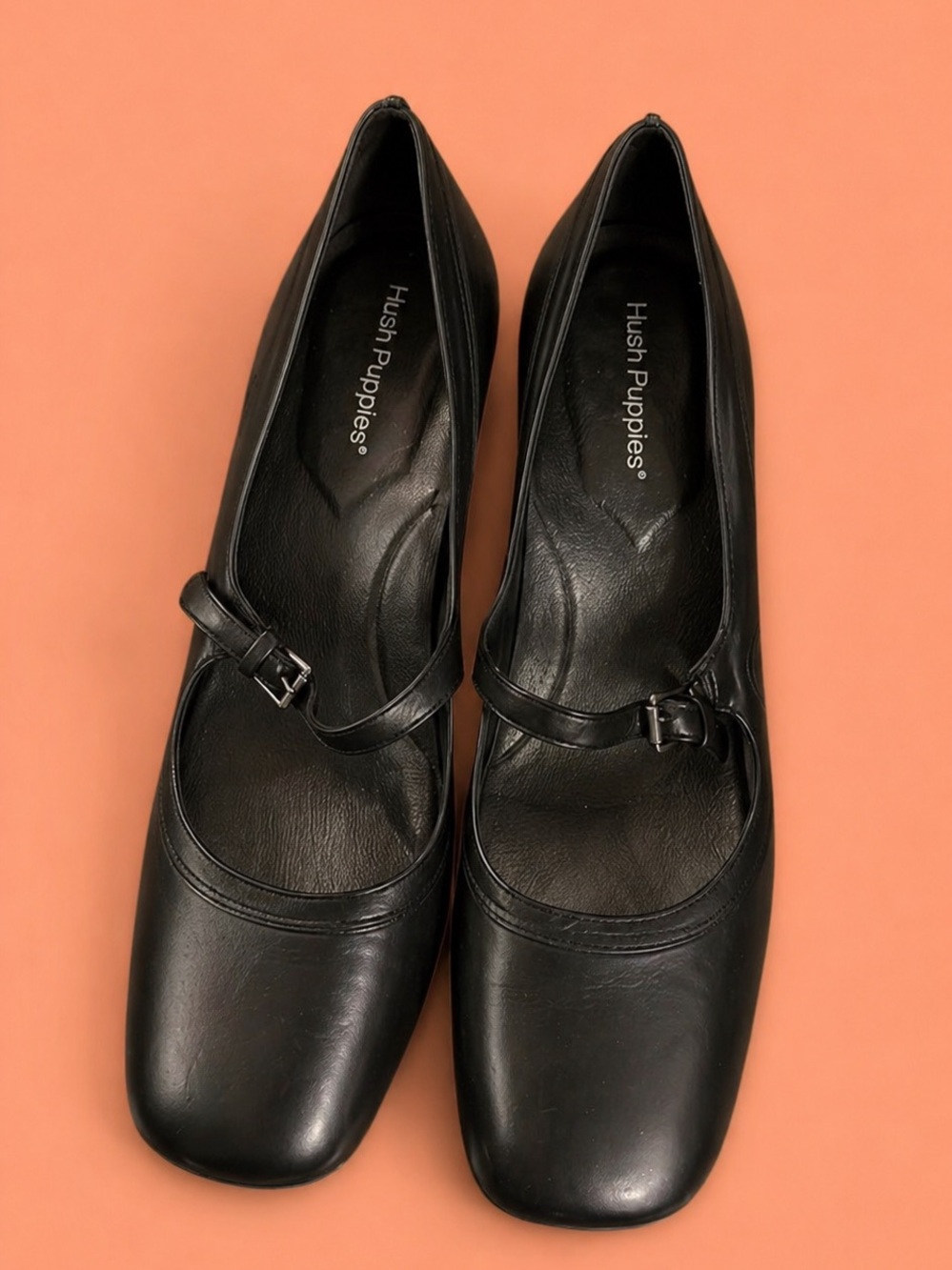 Hush Puppies Black Mary Jane Block Heel Pumps with Buckle - Picture 2 of 2